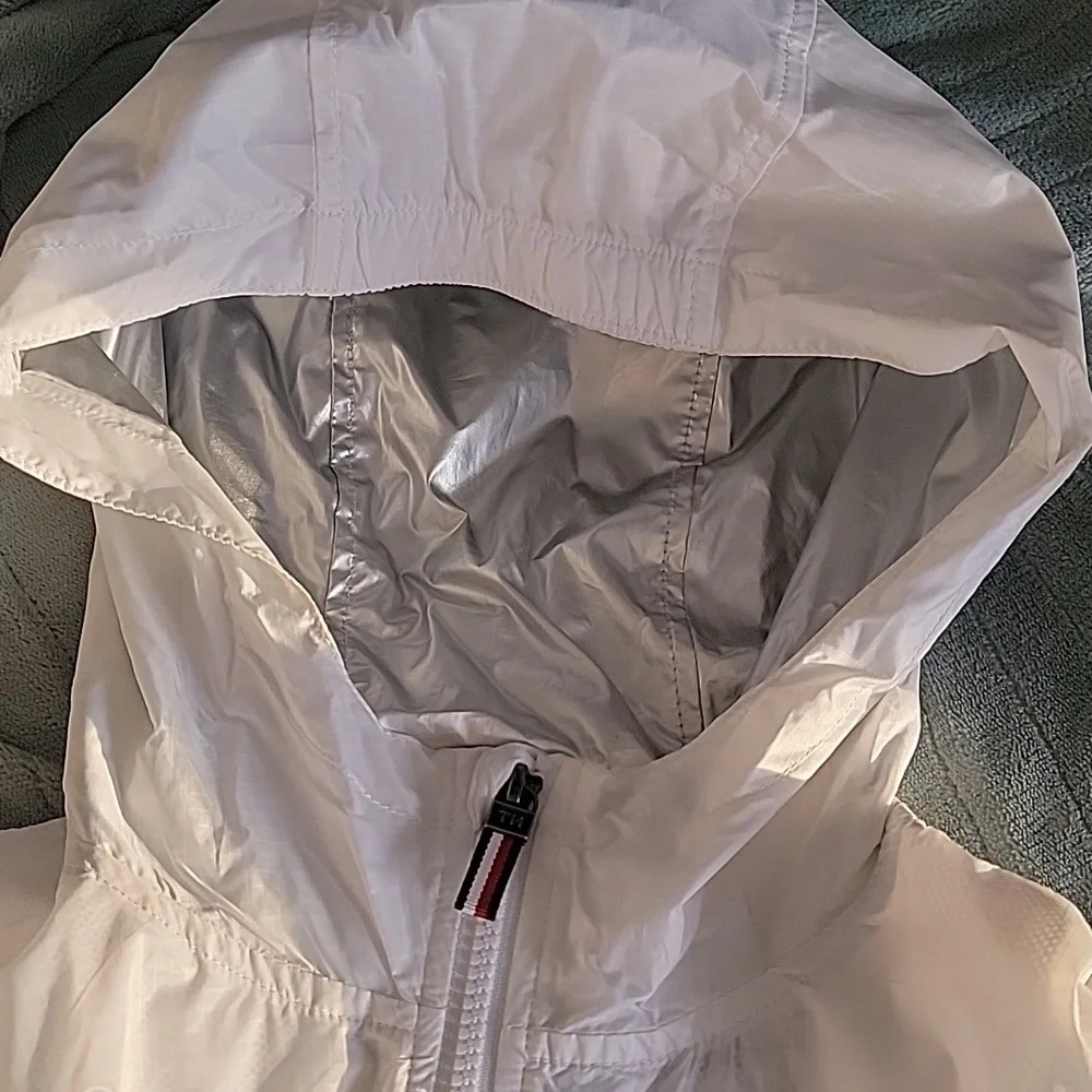 Tommy Hilfiger Boy's White Windbreaker Jacket with Stripes